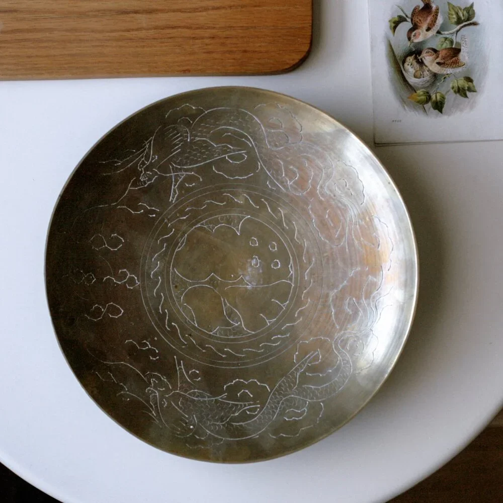 Vintage Brass Shallow Bowl Dish/10